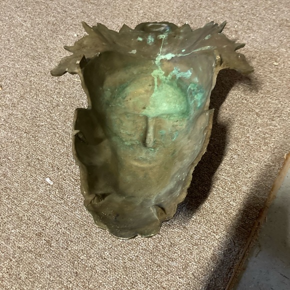 Antique Cast Iron Bearded Man Head Statue - Picture 3 of 6